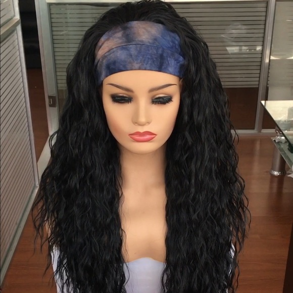Black head band synthetic fiber wig - Picture 1 of 4